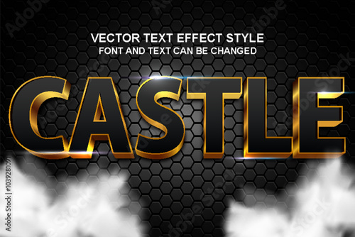 castle king palace typography editable text effect font style gold template lettering design background