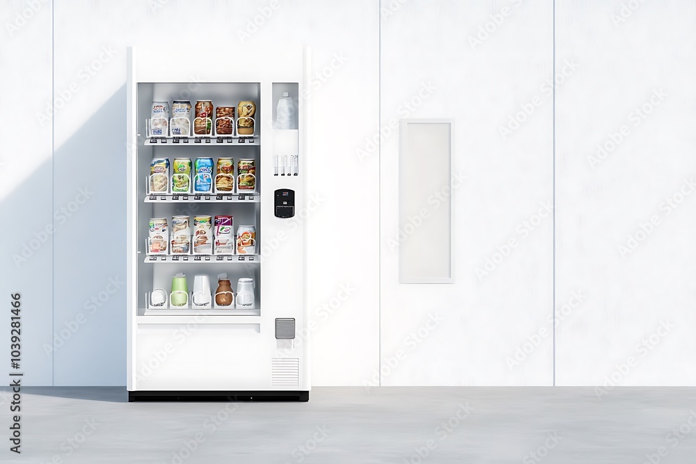 White vending machine with food and drink mockup White vending machine with food and drink mockup