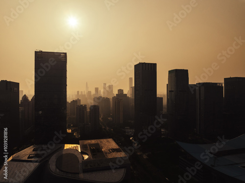 Shenzhen ,China - April 13 2024: Aerial vuew of landscape in shenzhen city, China photo