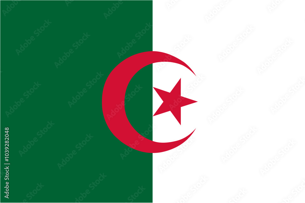 Algeria official flag vector with standard size and proportion. National flag emblem with accurate size and colors. Algeria official flag vector with standard size and proportion. National flag emblem with accurate size and colors.
