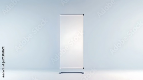 White roll-up banner display mockup, isolated, 3d rendering. Clear rollup baner design mockup photo