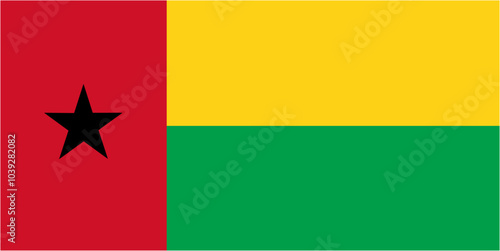 Guinea - Bissau official flag vector with standard size and proportion. National flag emblem with accurate size and colors.
