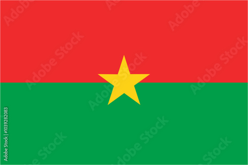 Burkina Faso official flag vector with standard size and proportion. National flag emblem with accurate size and colors.