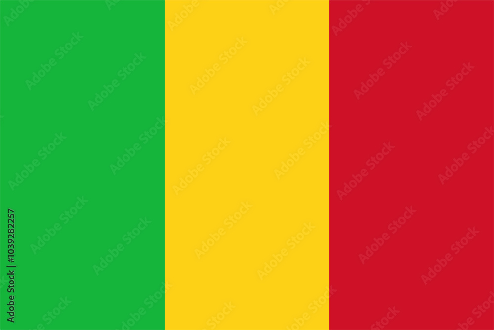 Fototapeta premium Mali official flag vector with standard size and proportion. National flag emblem with accurate size and colors.