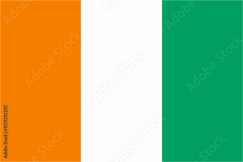 Ivory Coast official flag vector with standard size and proportion. National flag emblem with accurate size and colors.