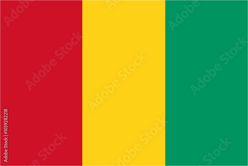 Guinea official flag vector with standard size and proportion. National flag emblem with accurate size and colors.