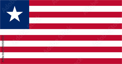 Liberia official flag vector with standard size and proportion. National flag emblem with accurate size and colors.