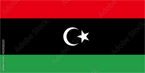 Libya official flag vector with standard size and proportion. National flag emblem with accurate size and colors.