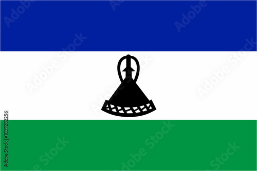Lesotho official flag vector with standard size and proportion. National flag emblem with accurate size and colors.