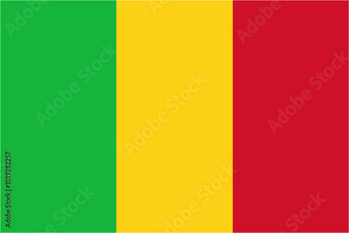 Mali official flag vector with standard size and proportion. National flag emblem with accurate size and colors.