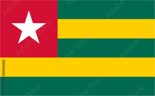 Free Download Togo official flag vector with standard size and proportion. National flag emblem with accurate size and colors. - GFXLoad