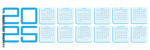 Blue 2025 calendar simple calendar pastel color