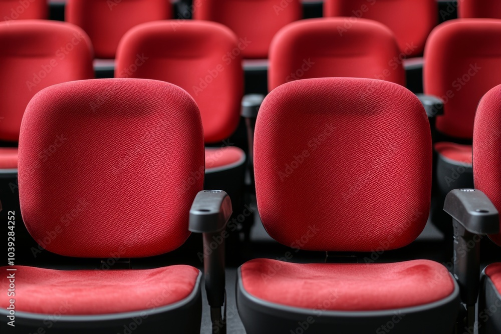 Fototapeta premium Cinema Industry Struggles: Rows of Empty Seats Reflect the Decline in Entertainment Worth