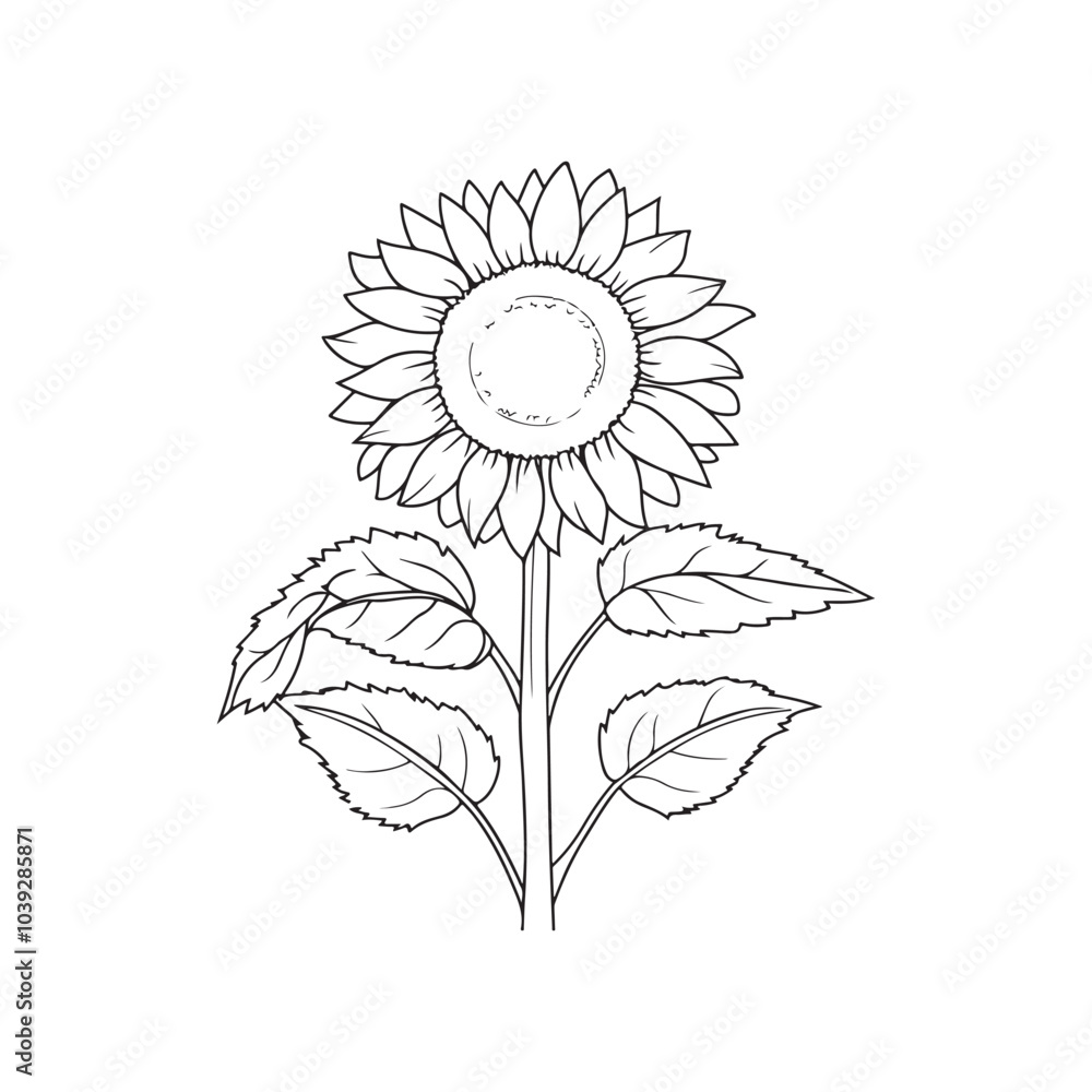 Fototapeta premium Sunflower Coloring Page for Adults