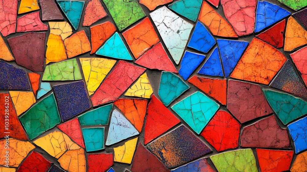 Colorful Cracked Tile Mosaic Background. Colorful Cracked Tile Mosaic Background.