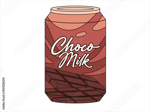 Choco milk can canned chocolate milky flavor drink dairy drink product brown color packaging aluminum canned container design flat illustration