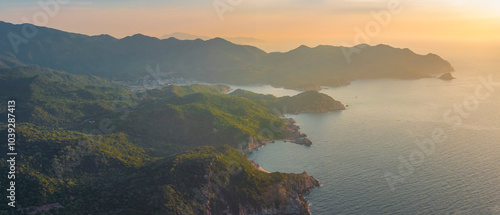  Beautiful Nui Chua national park beach with turquoise color water and Vinh Hy bay, during summer in  Ninh Thuan, Vietnam.