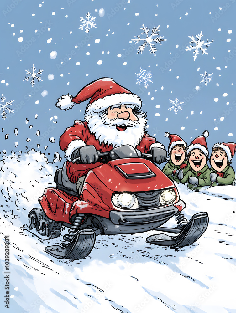 Obraz premium Doodle Christmas and New Year Cards - 2D Hand-drawn Illustrations on White Background