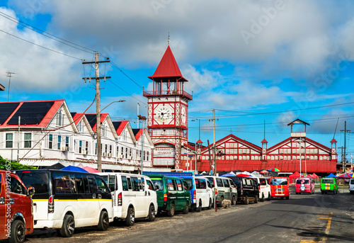 Canvas-taulu Vibrant Stabroek Market at the Heart of Georgetown, the capital of Guyana