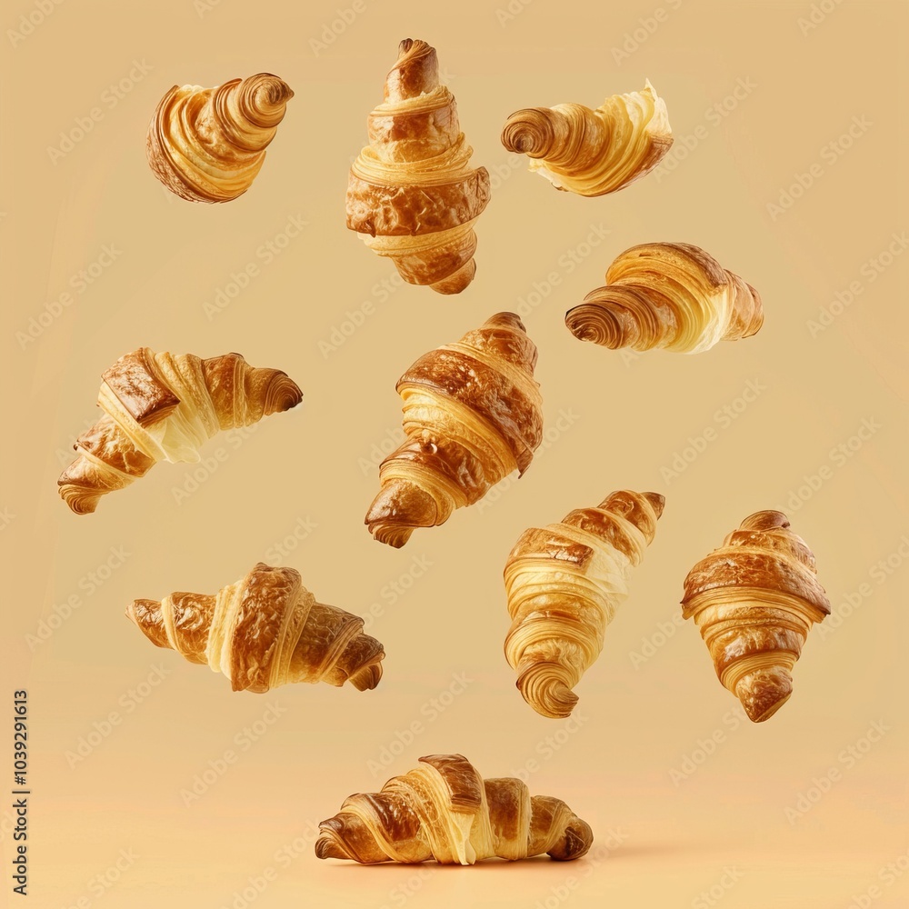 Croissants that fresh and delicious falling Croissants that fresh and delicious falling