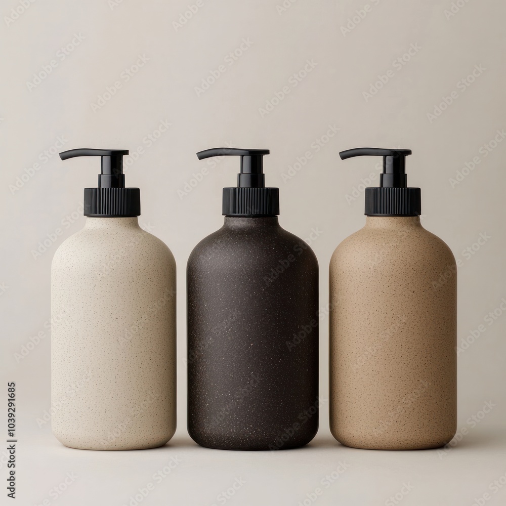 Elegant Collection of Minimalist Pump Bottles in Earthy Tones for Modern Aesthetics Elegant Collection of Minimalist Pump Bottles in Earthy Tones for Modern Aesthetics