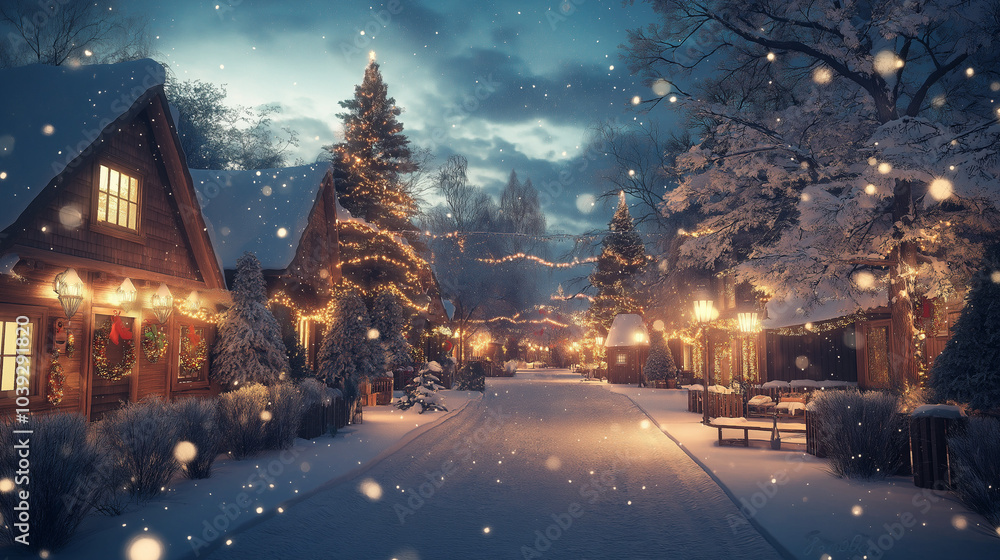 A magical winter village on Christmas Eve A magical winter village on Christmas Eve