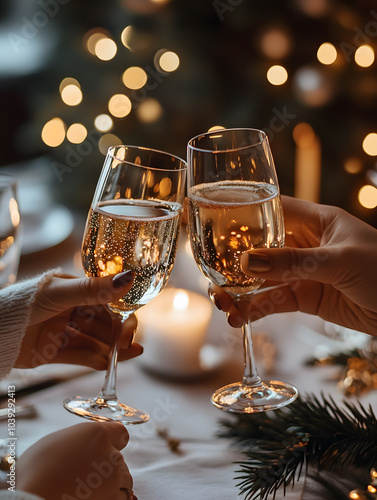 New Year's Eve Moments: Families, Couples, Teenagers, and Business Professionals Celebrating Together with Fireworks, Festive Dinners, Gift Exchanges, and Winter Scenes photo