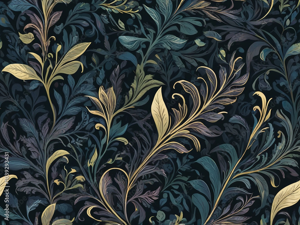 abstract Leafy bud pattern on dark background abstract Leafy bud pattern on dark background
