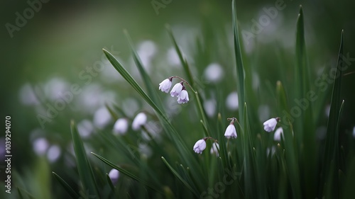 Delicate White Flowers Blooming in a Lush Green Meadow