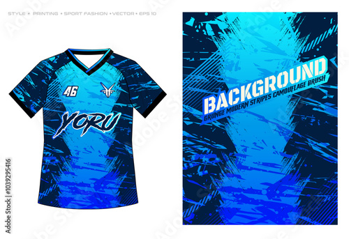 sublimation jersey design black blue grunge scratch stripes pattern sports vector background soccer football running cycling basketball team wear abstract vector