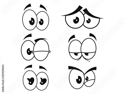 Eyes character collection emotion expressive feelings stare emoticon eyesight bundle design icon set collection