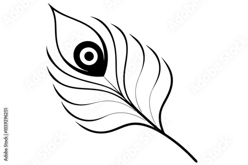 Peacock Feather | isolated vector silhouette illustration on white background