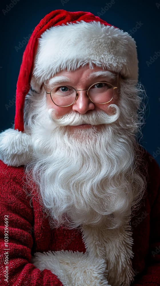 Happy Santa Claus Portrait with White Beard and Mustache Happy Santa Claus Portrait with White Beard and Mustache