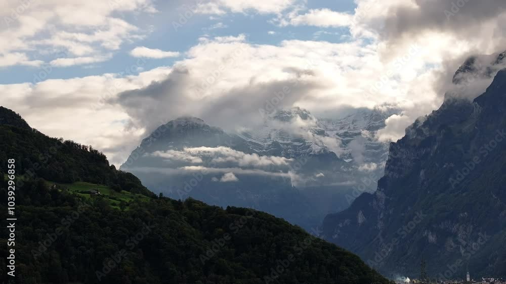 Rautispitz Mountain Peaks In The Canton of Glarus In Switzerland. Aerial Drone Shot Rautispitz Mountain Peaks In The Canton of Glarus In Switzerland. Aerial Drone Shot