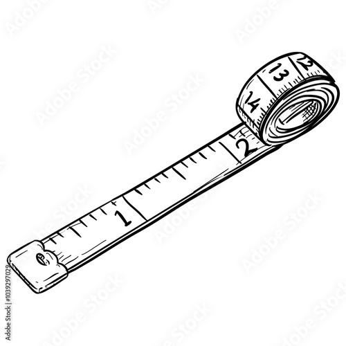 sewing measuring tape handdrawn illustration