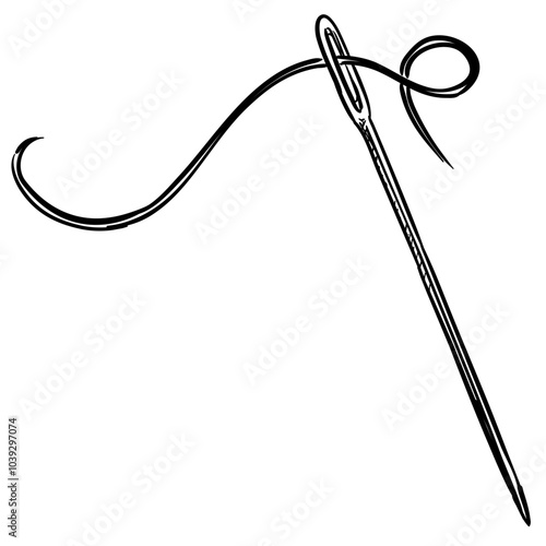 sewing needle handdrawn illustration