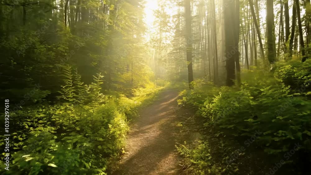 A peaceful forest path illuminated by soft sunlight, surrounded by lush green plants and trees, perfect for nature, relaxation, and outdoor-themed content. A peaceful forest path illuminated by soft sunlight, surrounded by lush green plants and trees, perfect for nature, relaxation, and outdoor-themed content.