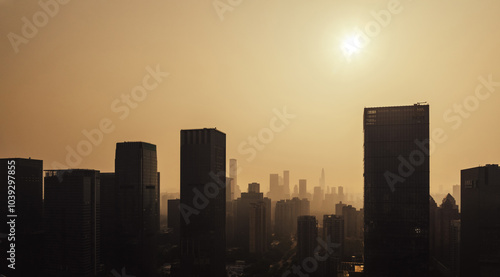 Shenzhen ,China - April 13 2024: Aerial vuew of landscape in shenzhen city, China