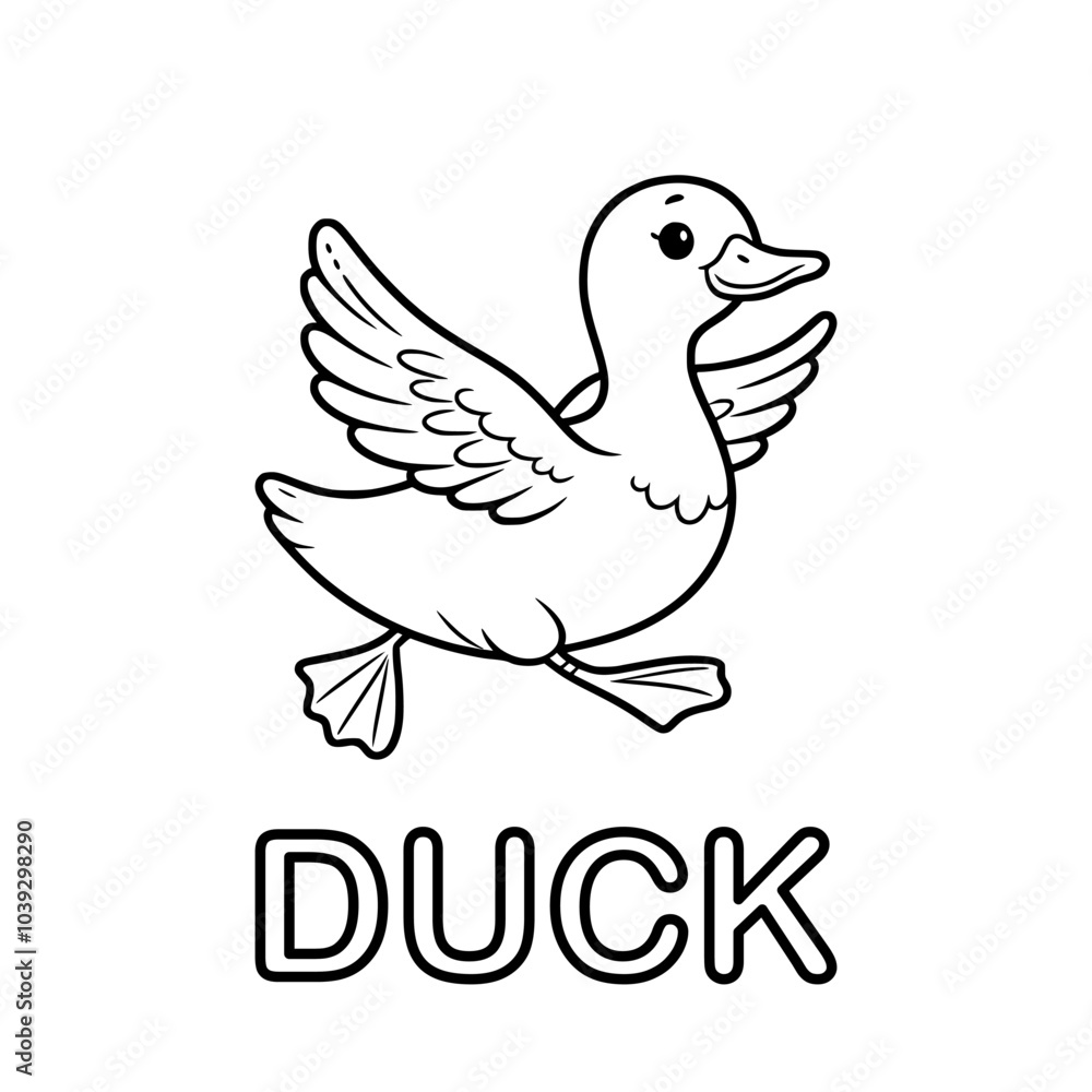 Fototapeta premium Cute outline drawing of a duck on a white background. vector illustration for a coloring book.