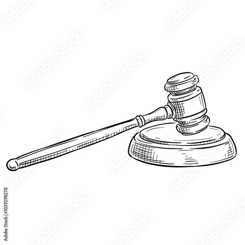 wooden gavel handdrawn illustration