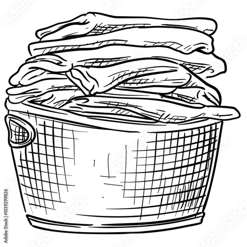 clothes basket handdrawn illustration