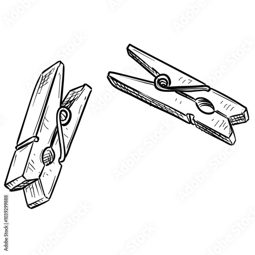 clothespin handdrawn illustration