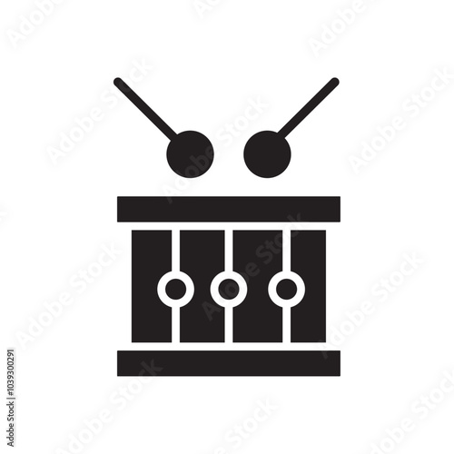 Drum icon Flat line illustration