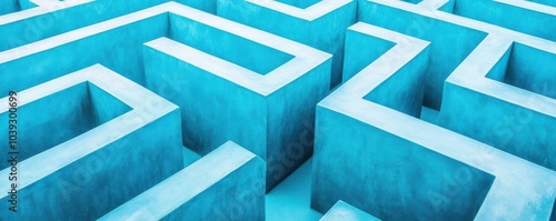 Wallpaper Mural A close-up view of a geometric maze with vibrant blue walls, representing challenge, strategy, and problem-solving. Torontodigital.ca