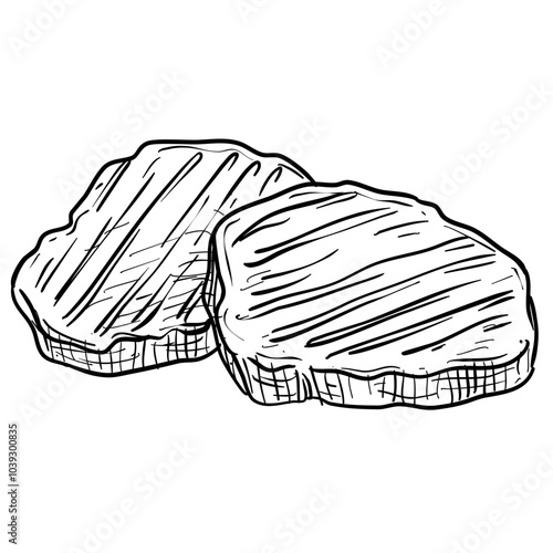 meat patty handdrawn illustration