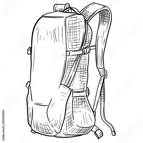 hiking backpack handdrawn illustration
