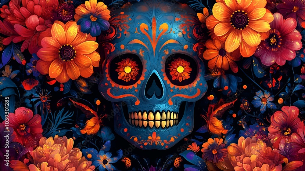 a skull with flowers
a skull with flowers
