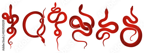 snake zodiac group vector design for chinese new year