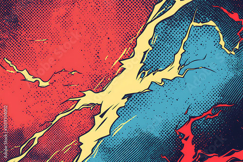 Wallpaper Mural Abstract illustration featuring bold colors and lightning-like patterns. Torontodigital.ca