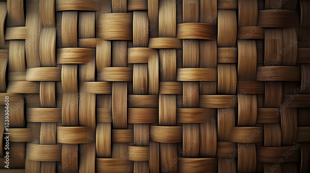 A wooden wall with a woven pattern. The pattern is made up of many small wooden blocks. The wall is brown and has a natural, rustic feel to it A wooden wall with a woven pattern. The pattern is made up of many small wooden blocks. The wall is brown and has a natural, rustic feel to it